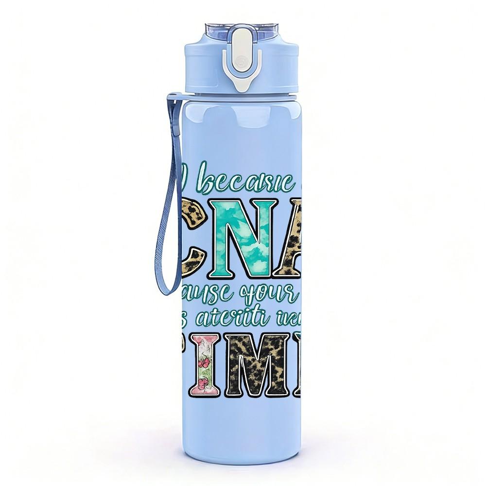1PC CNA Time Fun Party Text 750ml Color Plastic Sports Water Bottle Leakproof Flip Straw Lid Suitable for Sports Office Home Use