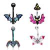 Punk Halloween Stainless Steel Belly Button Ring For Women Girl Personalized Bat Ghost Skeleton Navel Ring Body Piercing Jewelry
