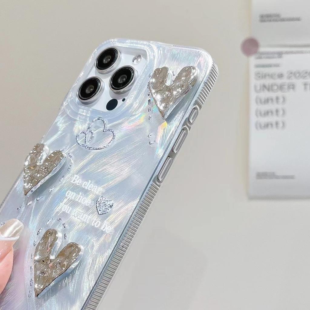 Feather Silver Suitable for Apple 16PROMAX Folded Love Mobile Phone Case IphoneXR 13 Bracelet Hard Protection Case