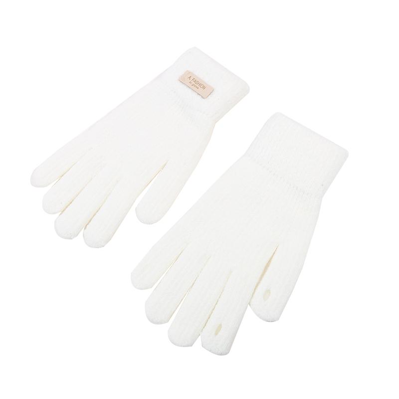 Зимние перчатки для сенсорных экранов для женщин и мужчин, теплые эластичные трикотажные варежки из искусственной шерсти с закрытыми пальцами