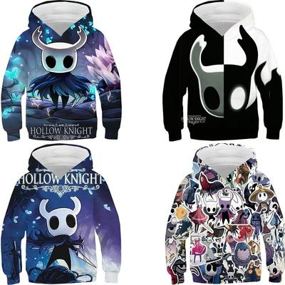 Осенний мужской пуловер с принтом Hollow Knight, толстовки, свитшоты, спортивные топы для мальчиков, детская аниме-худи, одежда