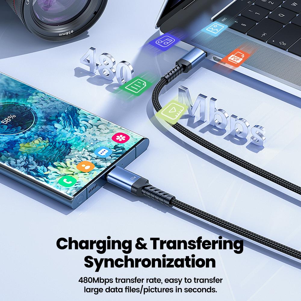 Кабель Toocki Type C - Type C 100 Вт PD Быстрая зарядка Зарядное устройство USB C - USB C Для POCO F3 Realme Macbook Samsung iPad