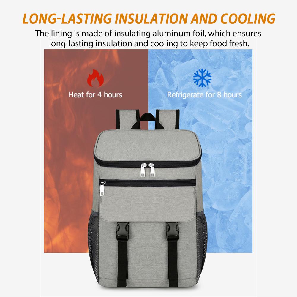 Изолированный охлаждающий рюкзак большой емкости, водонепроницаемая сумка-холодильник для пикника, серый и оранжевый цвет