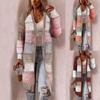 Women Cardigan Comfy Stylish Stitching Long Sleeve Sweater Casual Long Cardigan