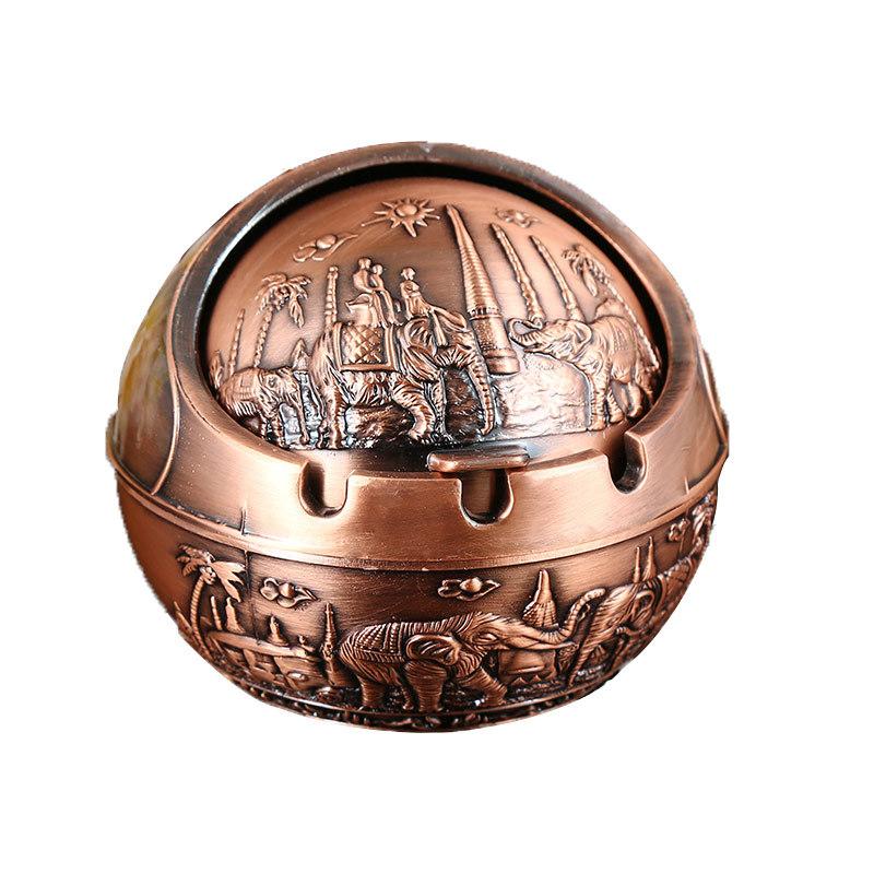Windproof Ashtray Creative Personality Trendy Metal Cover Fall Prevention Home Living Room Round Ashtray