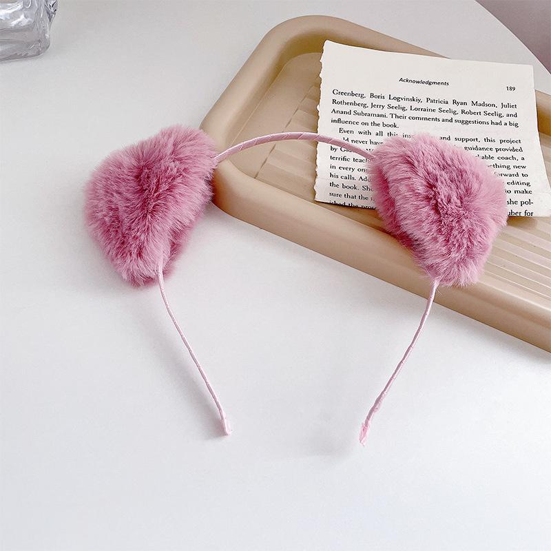Плюшевый ободок с кошачьими ушками для женщин, мультяшная плюшевая повязка для волос, аниме косплей, милый ободок для умывания лица, головной убор, аксессуары для волос для девочек