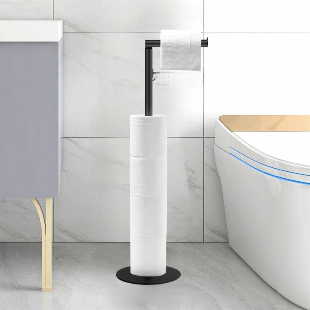 Rust-Proof Stainless Steel Paper Roll Stand Single Pole Floor Standing Paper Dispenser Bedroom
