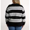 Полосатый лоскутный вязаный свитер для женщин с круглым вырезом и длинными рукавами, базовый пуловер, повседневный стильный свободный свитер, мягкий удобный рабочий топ