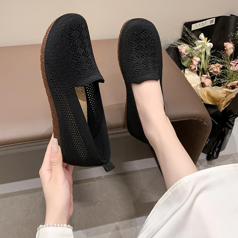 35-41 Женская обувь на плоской подошве Весенне-осенние лоферы Вязаная сетка Повседневная обувь Сапатос Женская Обувь Слипоны Мягкая подошва Противоскользящая Дышащая Обувь
