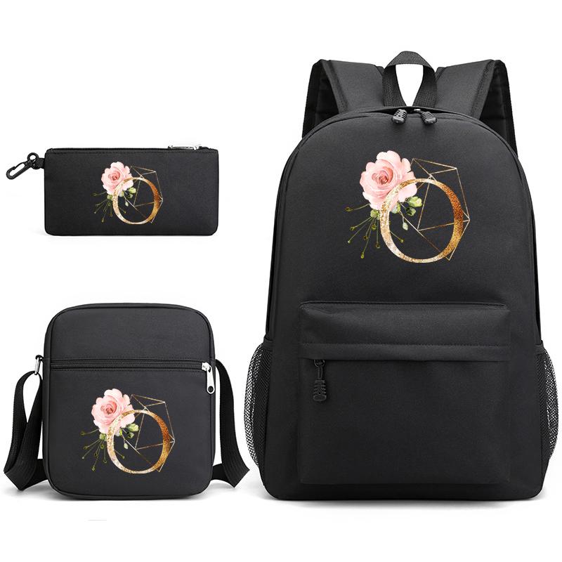 Рюкзак из 3 предметов с 26 английскими буквами, холст для косплея, детский школьный рюкзак, дорожная сумка, сумка для книг в школу