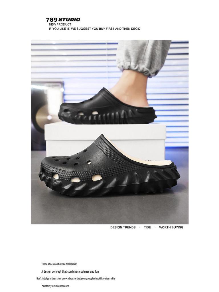 Зимние флисовые туфли с закрытым носком 2025 - Теплые, толстые хлопковые тапочки для пар