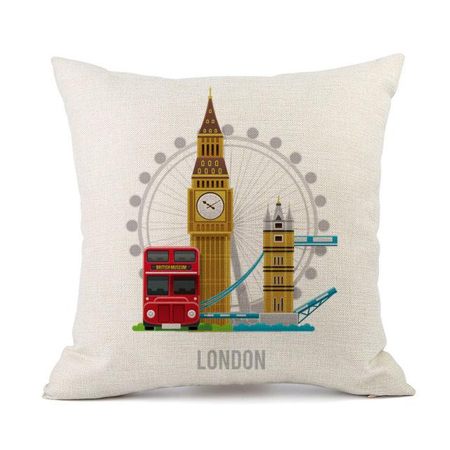 British Style Cushion Cover England London Sofa Car Decorative Pillowcase Cotton And Linen Home Decor Pillow Funda De Almohada