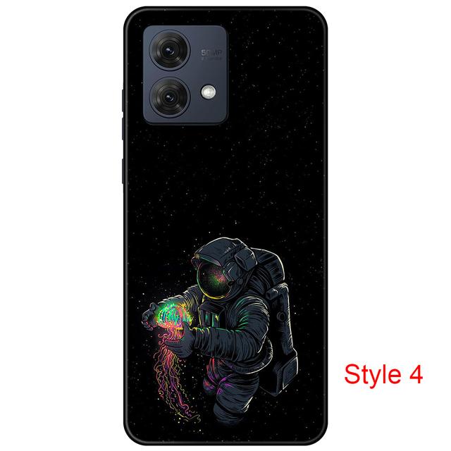 Чехол для Motorola Moto G84 Cartton Cute on Moto G 84, черный чехол, чехол 6,5 дюйма, противоударный, мягкий бампер, противоскользящий, прочный ТПУ