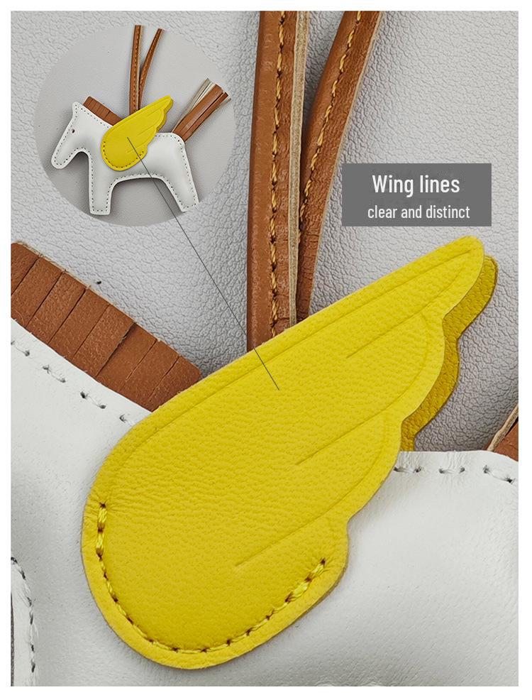 Подвеска для сумки-лошадки из натуральной кожи с отделкой из овчины и крокодила, сшитой вручную