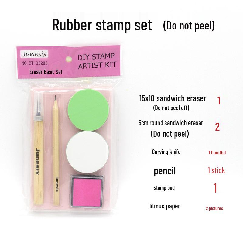 Engraving Rubber Stamp DIY Starter Kit - Handmade Materials & Pencil Included