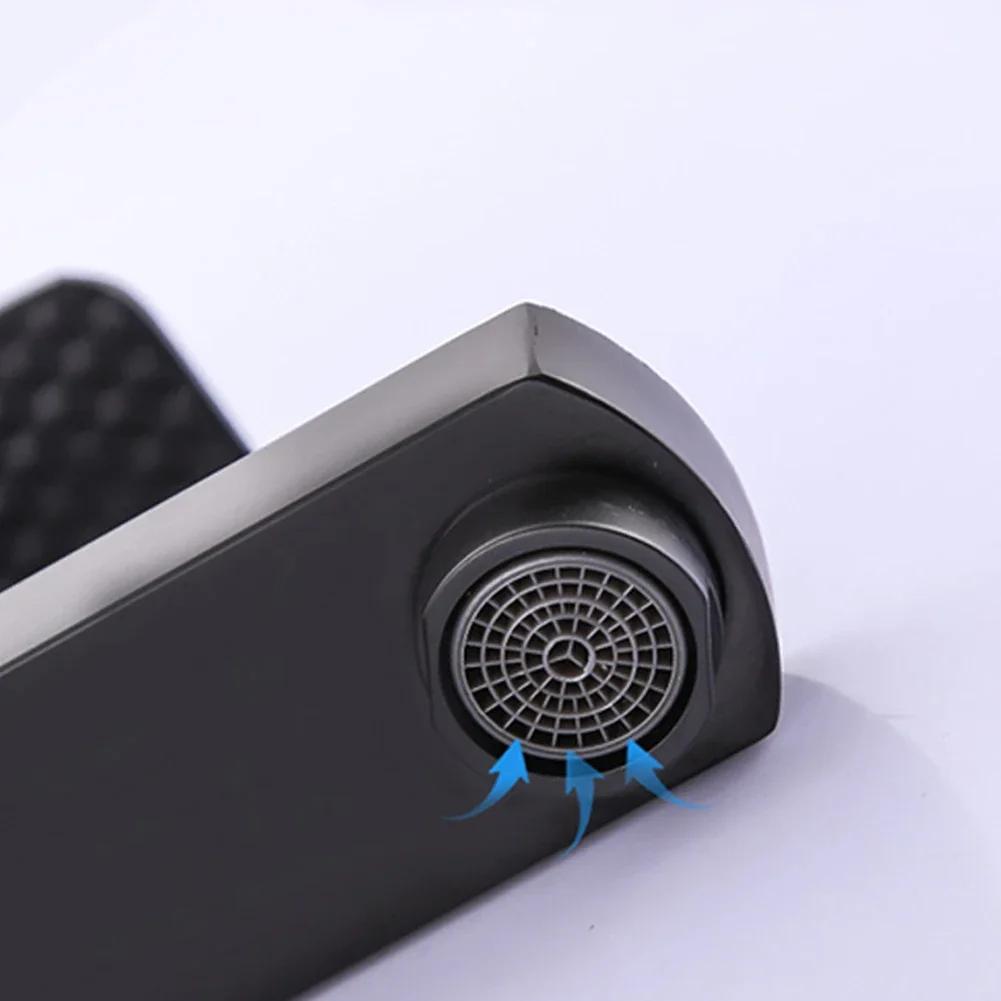 Black Bathroom Faucet Hot Cold Water Sink Mixer Tap Stainless Steel Paint Square Basin Faucets Single Hole Tapware Deck-mounted