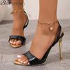 Мода Острый Носок Женские Босоножки на Каблуке Цепь Высокие Каблуки Обувь Мелкие 2025 Тренд Летние Сексуальные Платье Слингбэки Туфли Лодочки Сандалии Женские