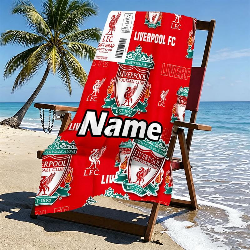 Custom Name Personalized Liverpool F.C Print Beach Towel, for Trip Camping Beach Party Home Decor, Birthday Gift for Family & Friends