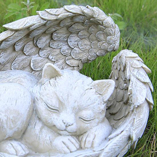 Personalized Cat Memorial Stone for Garden Resin Tombstone Marker with Eternal Love And Memory Guardian Angel Sculpture Emotional Souvenir