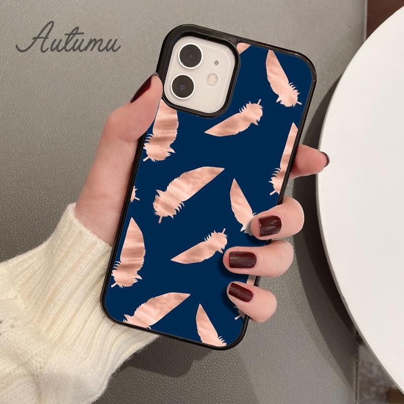 Чехол для телефона Feather Gold Foil Art для iPhone 17 Air 15 16 16e 11 12 13 14 Pro Max Plus coque Fundas Shell