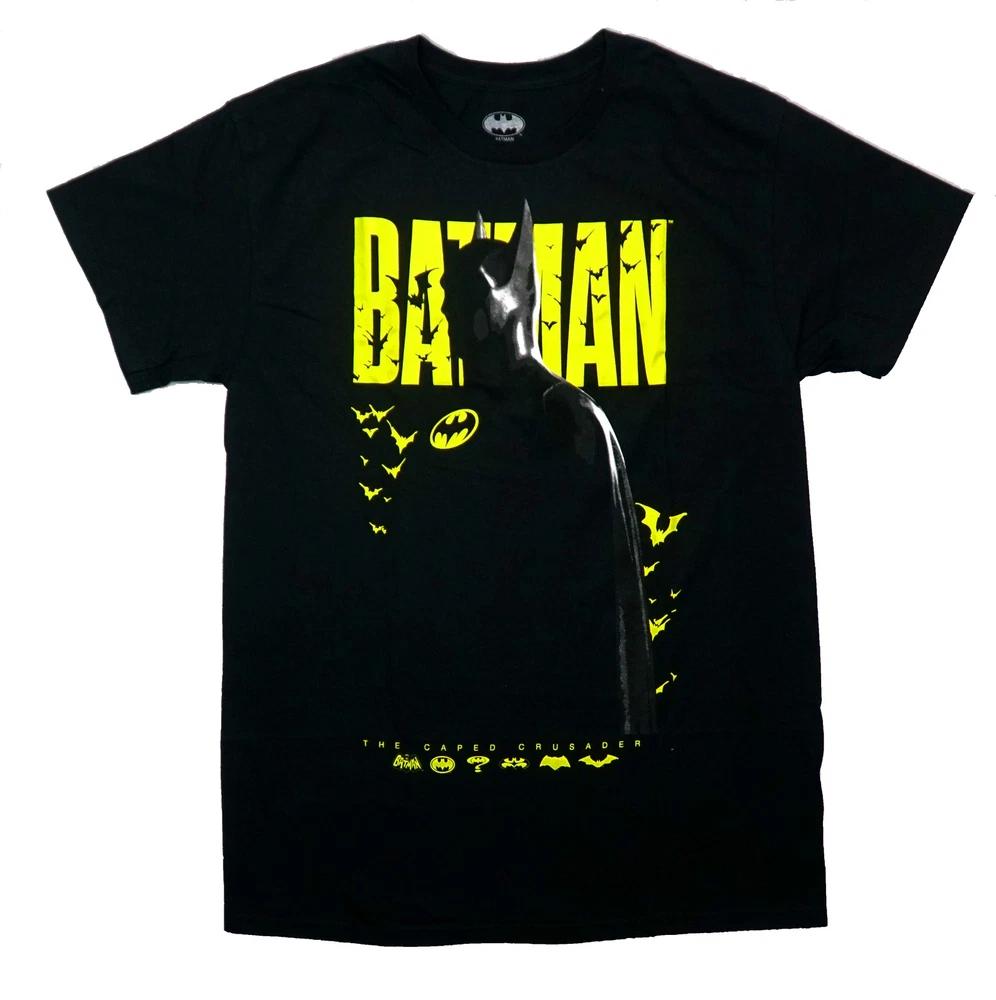 Batunisex New Adult Tshirt Black Silhouette In Bat Filled Yellow Name