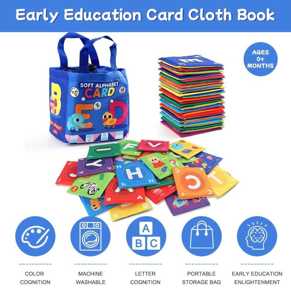 Baby Soft Alphabet Cards ABC Learning Flash Cards with Storage Bag Soft Letter Number Early Educational Toy for Infants Toddlers