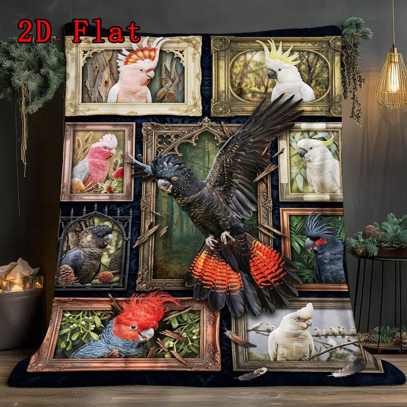 Cockatoo Collection 2D Flat Pattern Flannel Blanket, High quality All Seasons, Home Decor, Warmth and Comfort, Perfect for Christmas Gifts.