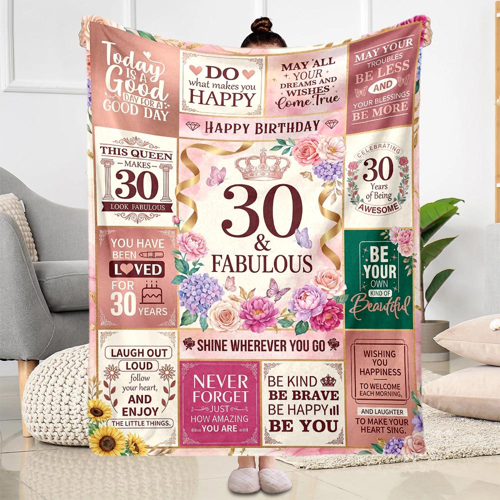 Happy 30th Birthday! Blanket Soft & Cozy Great for Livingroom Couch Office Chair All-Season Use Playful Design Ideal Gift For Birthday Valentine'S Day
