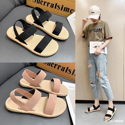 Женские сандалии на каблуке большого размера, летние повседневные пляжные сандалии с пряжкой и толстой подошвой, размеры 35-43