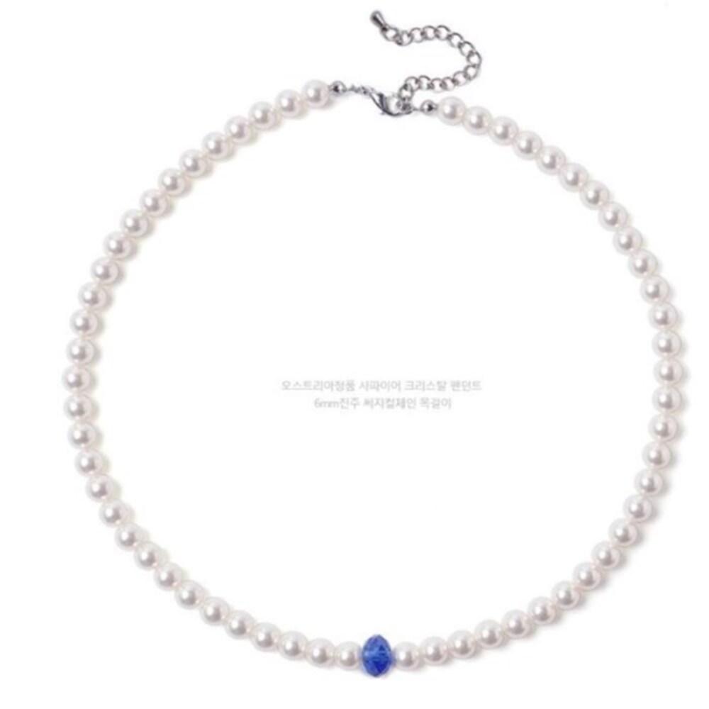 Women's Sapphire Ball Pearl Surgical 6mm Necklace (12515982)