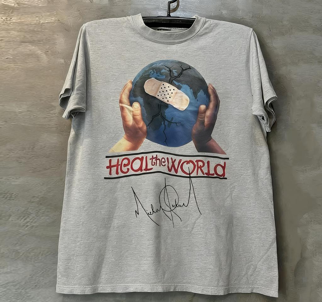 Heal The World Michael Jackson Album Cover Unisex Short Sleeve Mens Womens Tshirts Tee Childrens Adult Parent Child TShirts