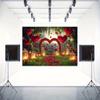 2D Romantic Valentine's Day Backdrop Red Heart Balloon Rose Arch Party Background