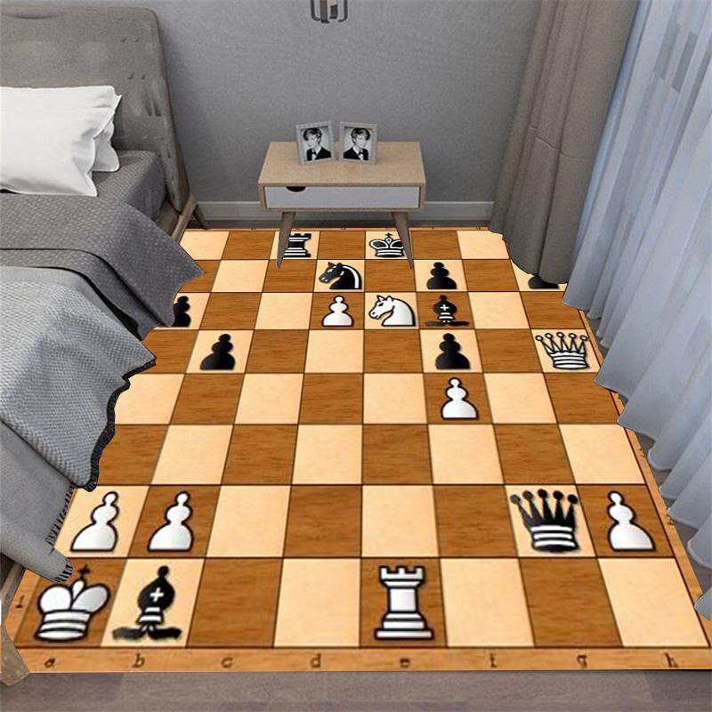 Интеллектуальная игра Шахматы Печатный Ковер Король Королева Ладья Слон Конь Пешка Гостиная Диван Сетка Напольный Коврик ковры