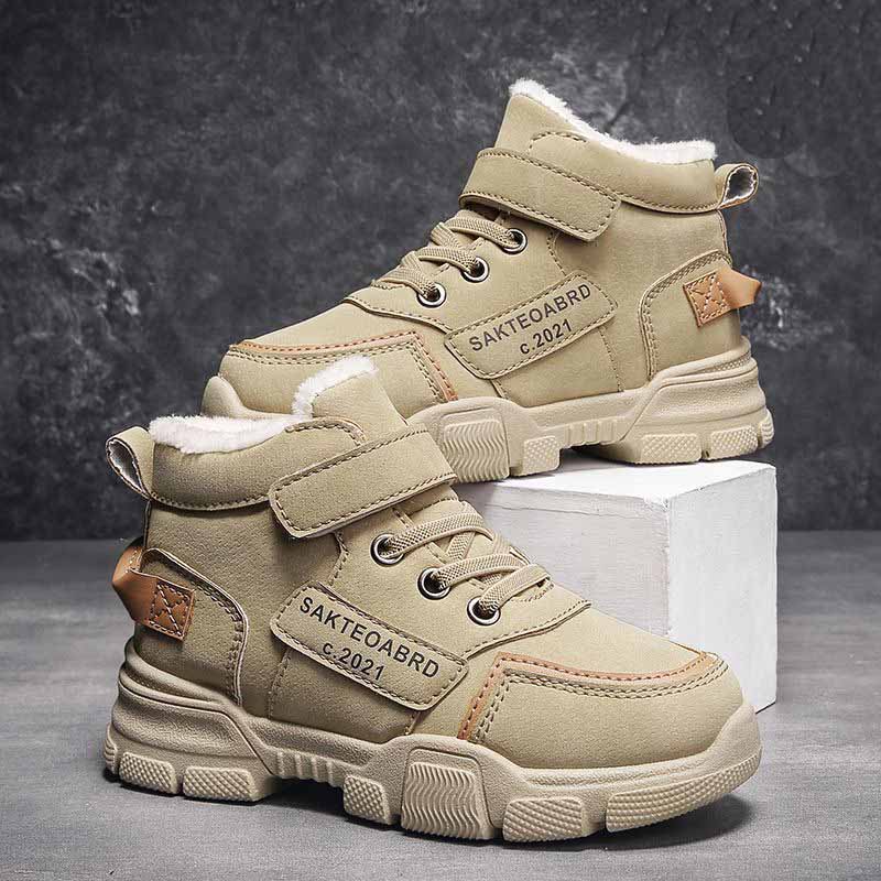 Winter Children's Snow Boots Warm Lined Boys Sport Shoes Non-slip Sneakers Student Shoes Hiking Boots Children's Thick and Warm Snow Boots