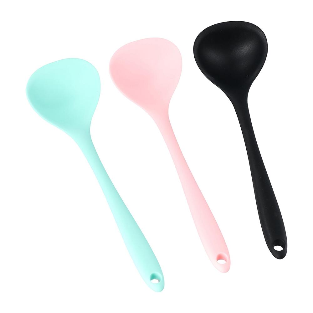 Multifunction Kitchen Non-stick Dinnerware Silicone Serving Spoon Soup Ladle Tableware Scoop