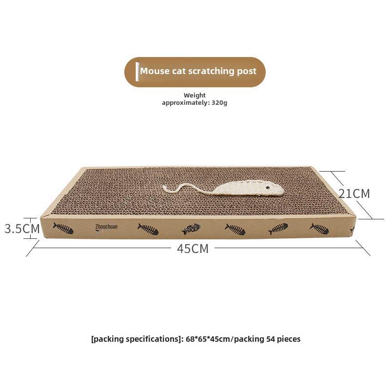 Большая сизалевая доска-когтеточка для кошек с фигурками мышек и рыбок для стачивания когтей