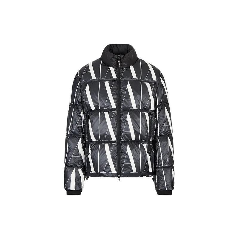 Armani Exchange FW22 Стеганая куртка с принтом логотипа-буквы, воротником-стойкой, теплая, мужская, черная 8NZBP8-ZNULZ-22AR