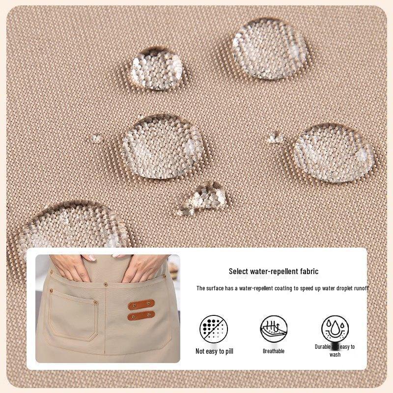 Fashionable Waterproof Canvas Half Apron - Breathable & Wear-Resistant for Work & Catering