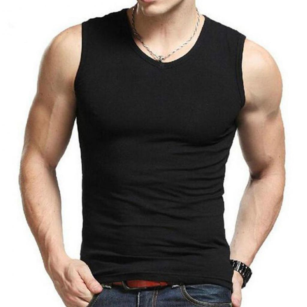 Vest Men's Solid Colour Sleeveless Round Neck Vest Slimming Bodybuilding Vest Undershirt