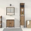 Bathroom Furniture Set with Cabinet with Door 3 pcs Brown Particleboard