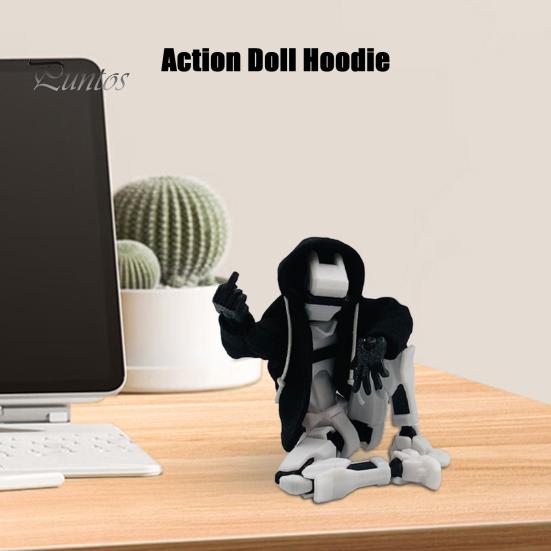 Robot Action Figure Hoodie Articulated Dummy Figurine Hooded Coat Multi-jointed Movable 3D Printed Robot Doll Clothing Costume
