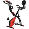 2-in-1 Folding Exercise Bike with 8-Level Magnetic Resistance, Arm Resistance Band, Pulse Sensor, Red