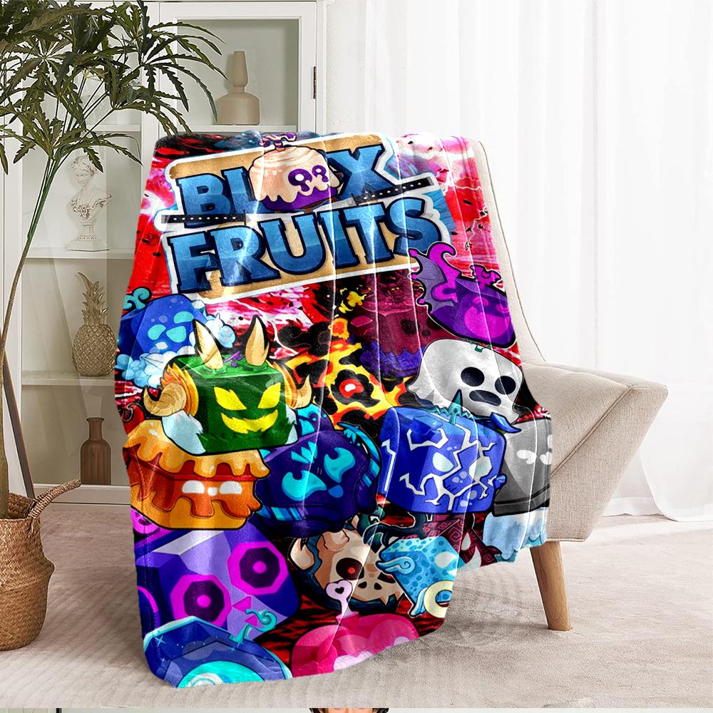 Blox Fruits Theme Printed Blanket - Perfect for Couch, Bed, Travel & Outdoor Use | Machine Washable, Cozy & Durable.
