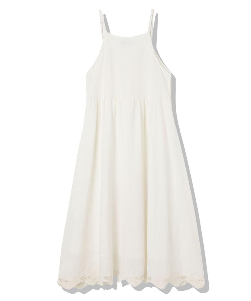 Penfield Laser-Cut Embroidered Shirring Dress White_Fs2Ws54F