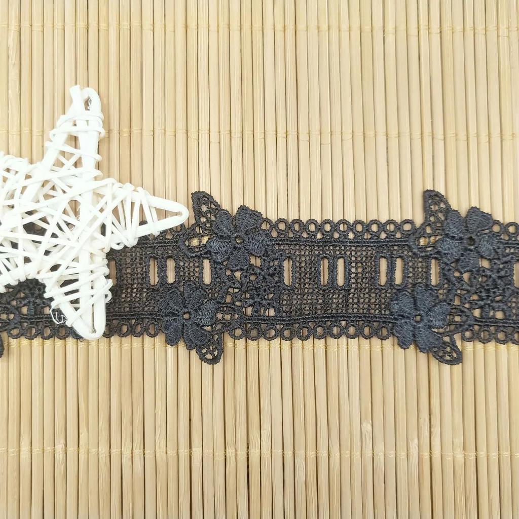 3 ярда/лот, ширина 4,5 см, хорошее качество, белая/черная вышивка, отверстие для вышивки, может пройти лента, цветок, свадебная кружевная бейка, свадебная одежда