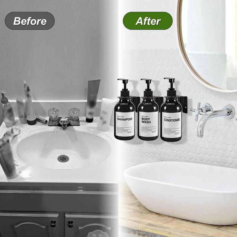 500 мл глянцевый черный дозатор мыла для настенного крепления бутылки мыла для душа с этикетками дозаторы для геля для душа для ванной комнаты кухонной раковины