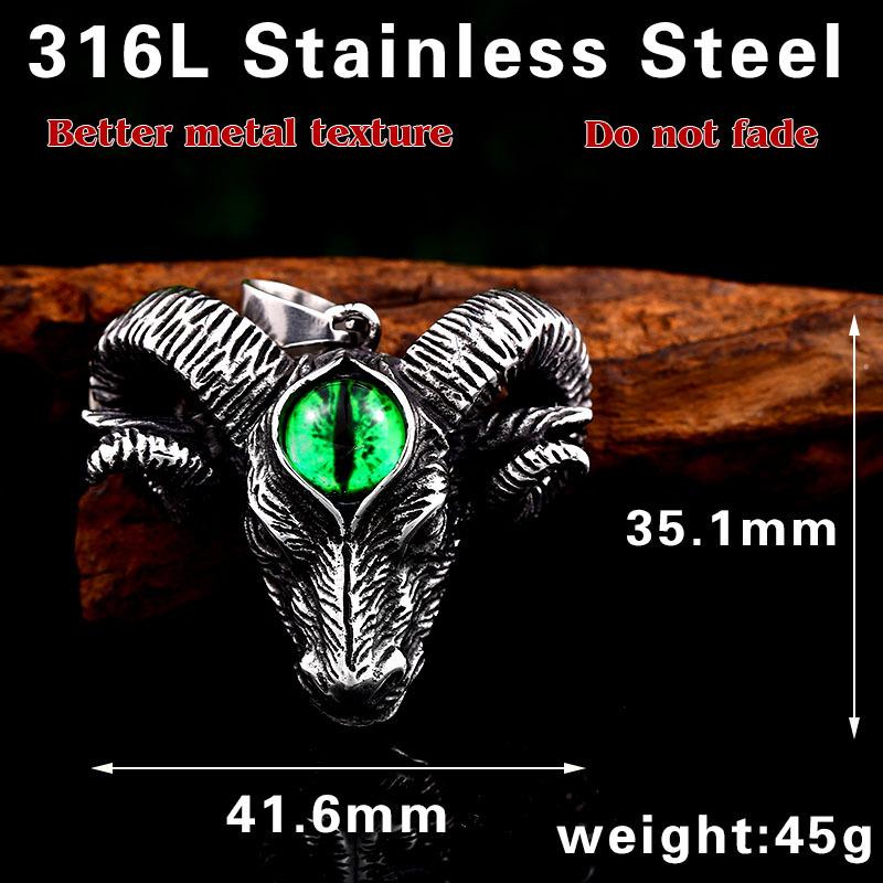 Vintage Baphomet Goat Pendant Necklace Gothic Men Stainless Steel Satanism Lucifer Necklace Fashion Animal Jewelry Accessories