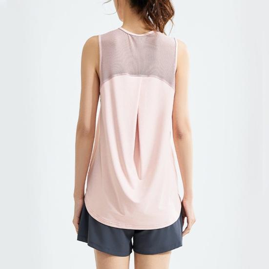 Yousheng женский жилет дышащая сетчатая спинка свободный крой майки с рисунком морщин однотонный гладкий тканевый спортивный жилет для йоги