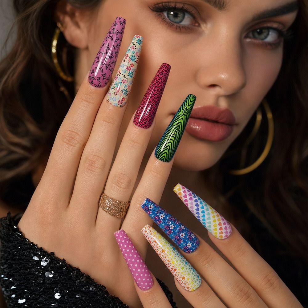 Flower Nail Stickers Stripe Pattern Nail Decals Professional Nail Foils  Manicure DIY