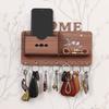 Wooden Matte Finish Designer Home Side Wall Shelf, Key Holder with 7 Keys Hooks (Brown)- Home Decor Items, Diwali Decorations Items